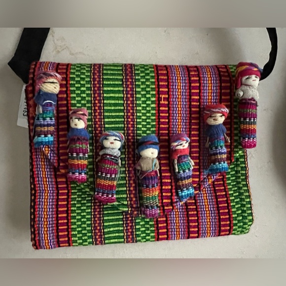 HANDMADE Mexican Guatemalan Worry Doll Coin Purse Bag Handbag Clutch Cross Body - Picture 4 of 17